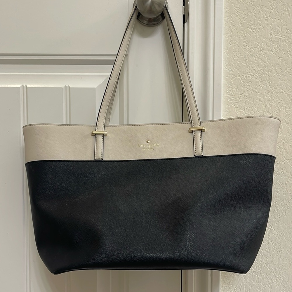 Kate Spade Two Tone Leather Medium Size Shoulder Tote Bag